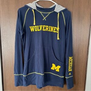 Adidas Lightweight Michigan Wolverines Hoodie with Sleeve Pocket, Navy & Yellow